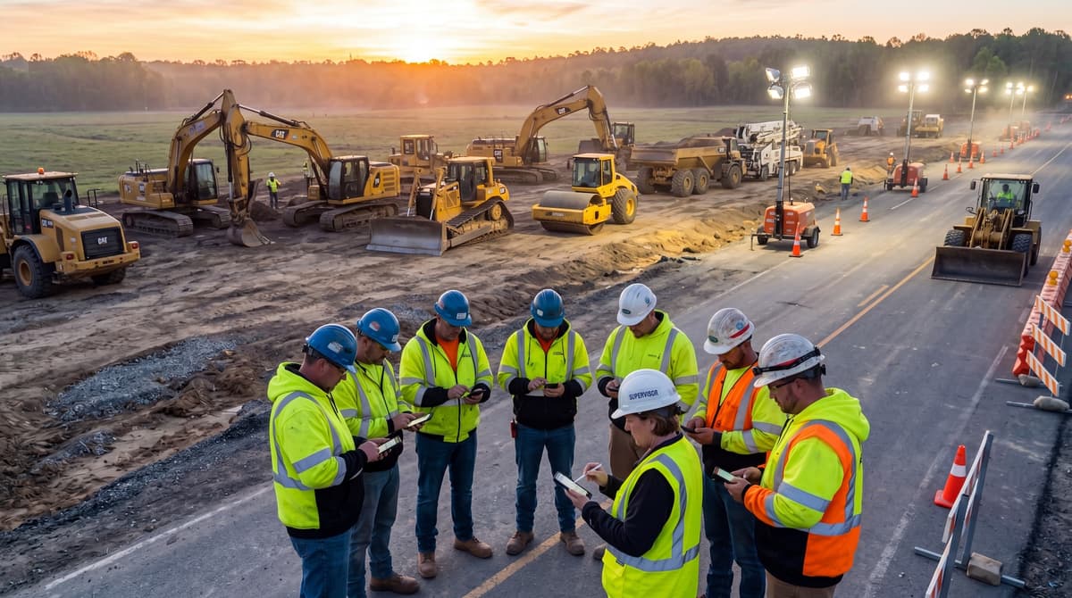 Crew acknowledging a job briefing together on site